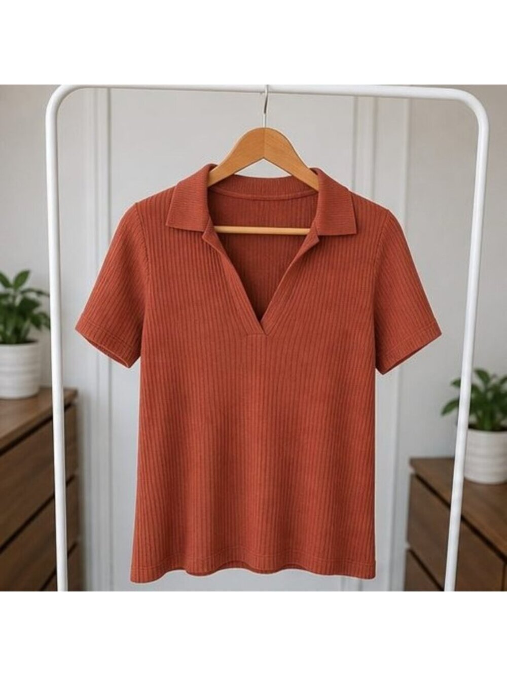 Sand V Neck Top